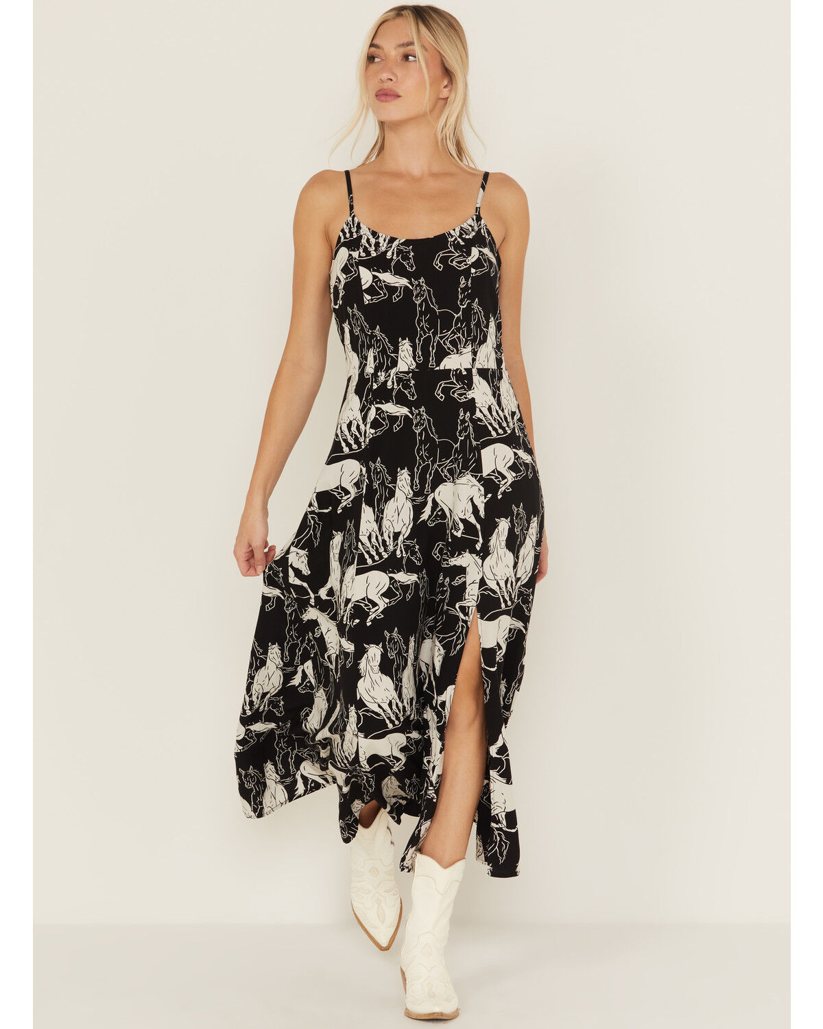 Image #1 - Wrangler Retro Women's Horse Print Maxi Dress, Black, hi-res