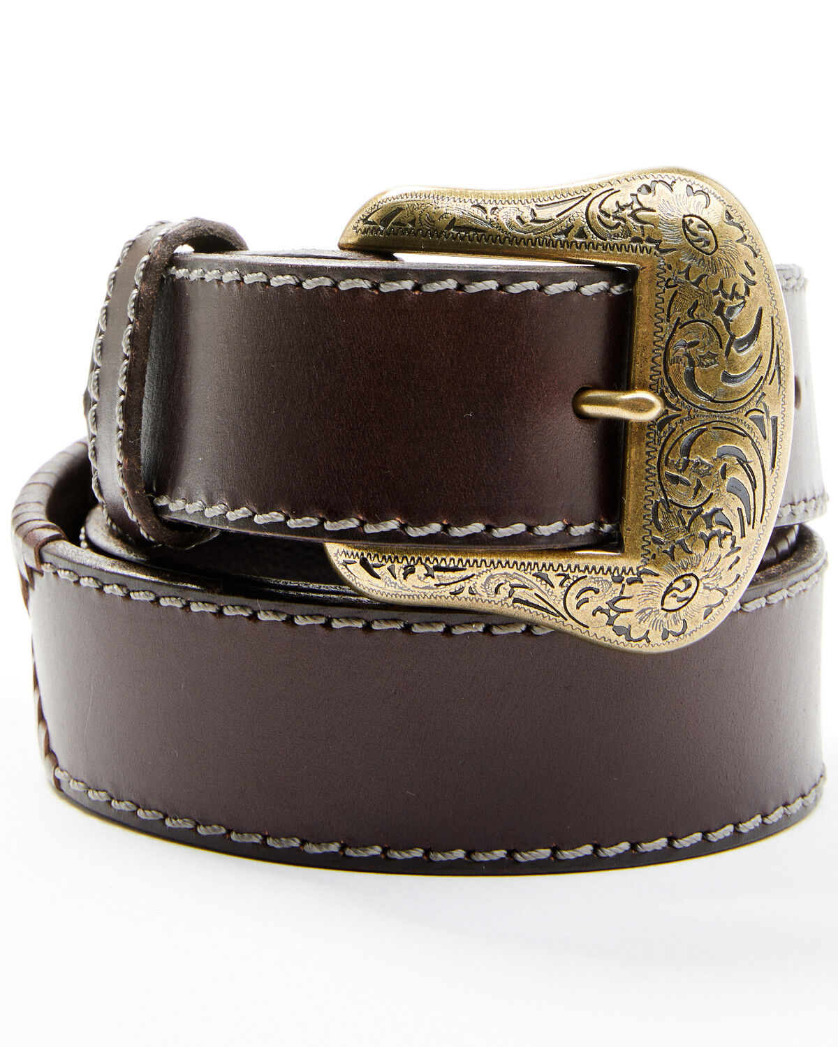 Image #1 - Cody James Men's Tonal Leather Stitch Belt, Brown, hi-res