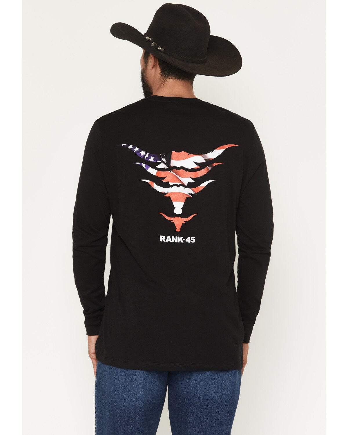 RANK 45&reg; Men's Stacked Long Sleeve Graphic T-Shirt, Black, hi-res