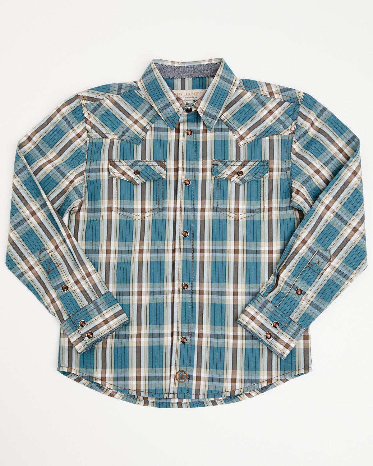 Image #1 - Cody James Toddler Boys' Niagra Falls Plaid Print Long Sleeve Snap Western Shirt, Blue, hi-res