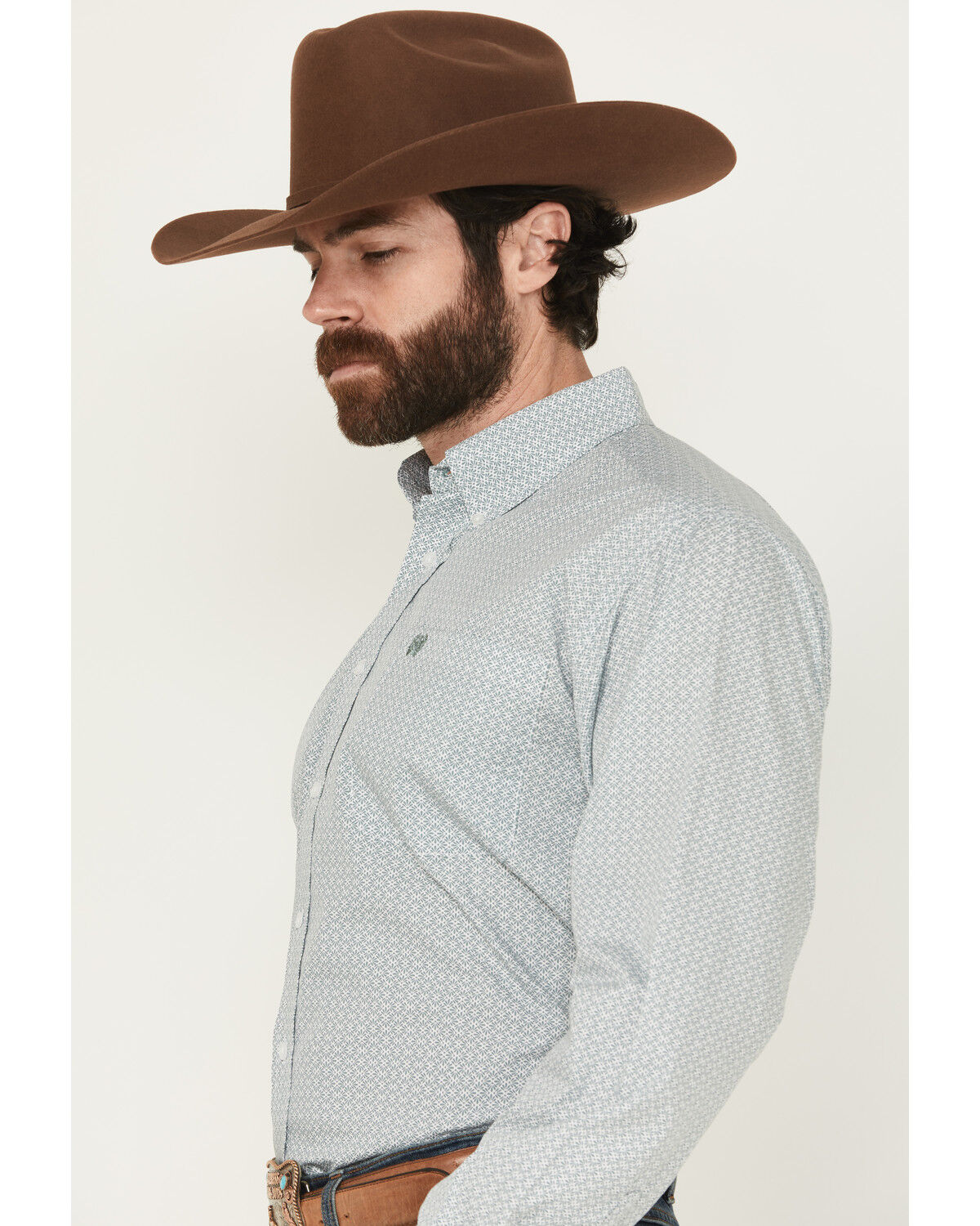 Image #2 - Cinch Men's Printed Long Sleeve Button-Down Western Shirt, Green, hi-res