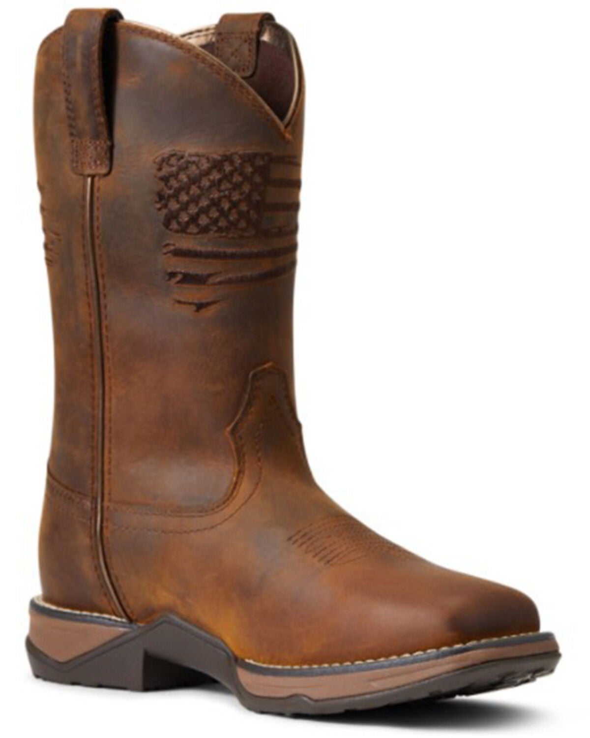 Ariat Women&rsquo;s Anthem Patriot Waterproof Western Performance Boots &ndash; Broad Square Toe, Brown, hi-res