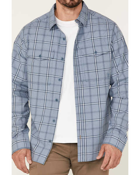 Image #3 - Brothers and Sons Men's Plaid Performance Long Sleeve Button-Down Western Shirt , Light Blue, hi-res