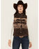 Image #1 - Shyanne Women's Buffalo Print Snap Sherpa Vest, Chocolate, hi-res