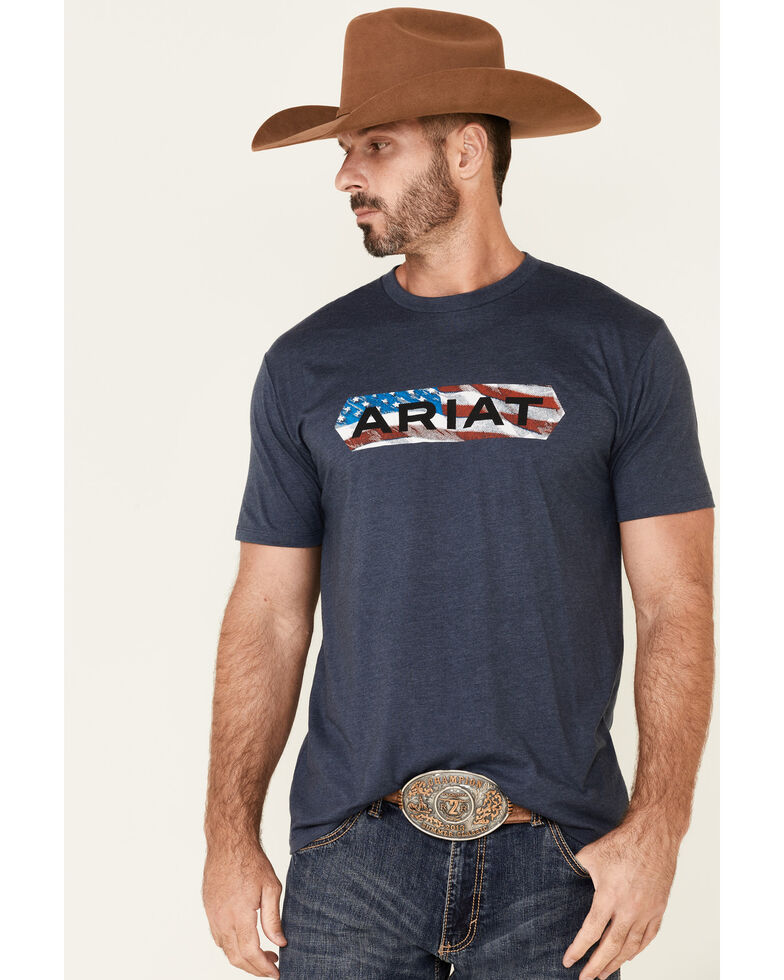 Ariat Men's Navy Flag Tone Graphic Short Sleeve T-Shirt , Navy, hi-res