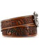 Image #2 - Justin Boys' Tooled 3D Buckle Leather Belt, Brown, hi-res