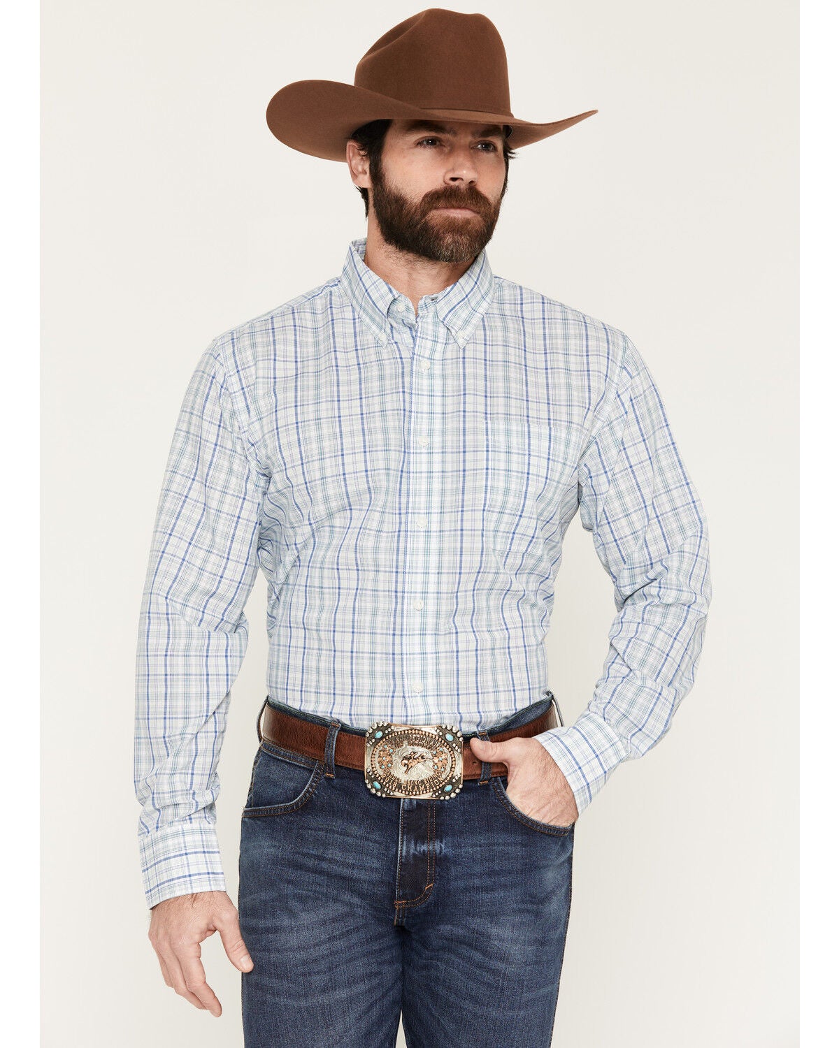 Image #3 - Wrangler Riata Men's Assorted Plaid Print Long Sleeve Button-Down Western Shirt, Multi, hi-res