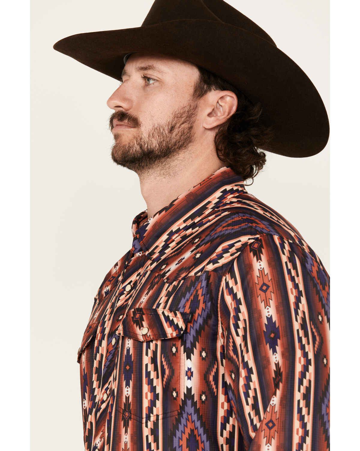 Image #2 - Rock & Roll Denim Men's Tek Southwestern Striped Long Sleeve Snap Western Shirt, Multi, hi-res