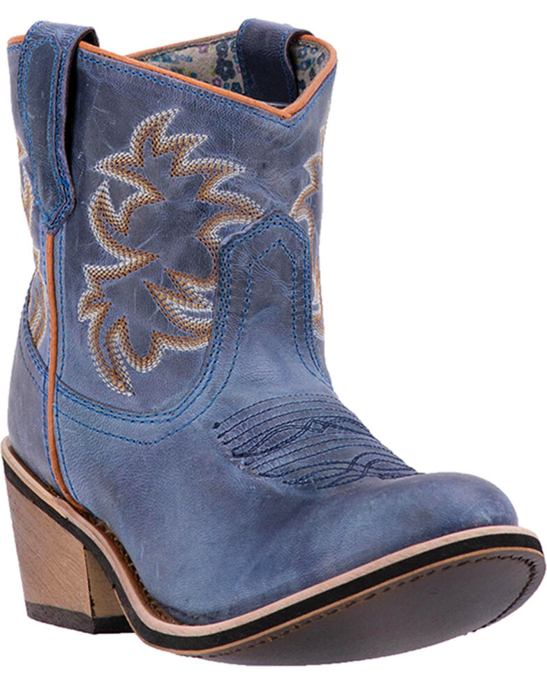 Laredo Women's Sapphyre Leather Western Booties - Round Toe, Navy, hi-res