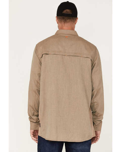 Image #4 - Hawx Men's FR Vented Solid Long Sleeve Button-Down Work Shirt , Taupe, hi-res