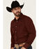 Image #2 - Roper Men's Printed Long Sleeve Pearl Snap Western Shirt, Wine, hi-res