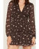 Image #3 - Trixxi Women's Floral Print Polka Dot Long Sleeve Mini Dress, Brown, hi-res