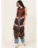 Image #1 - Shyanne Women's Long Striped Crochet Fringe Sweater Vest, Dark Brown, hi-res