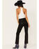 Image #4 - 7 For All Mankind Women's High Rise Coated Denim Slim Kick Flare Jeans, Black, hi-res