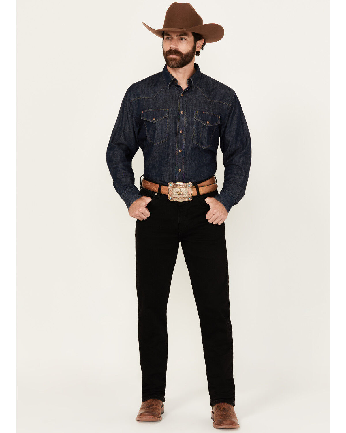 Image #1 - Wrangler Retro Men's Blackwell Slim Straight Stretch Denim Jeans - Tall, Black, hi-res
