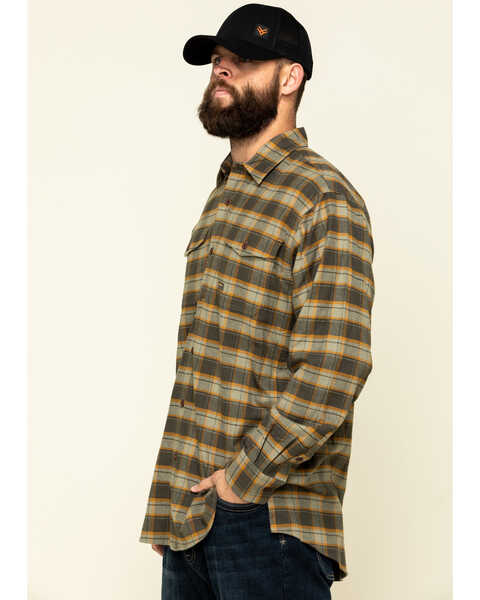 Image #3 - Ariat Men's Olive Rebar Flannel Durastretch Plaid Long Sleeve Work Shirt , Olive, hi-res