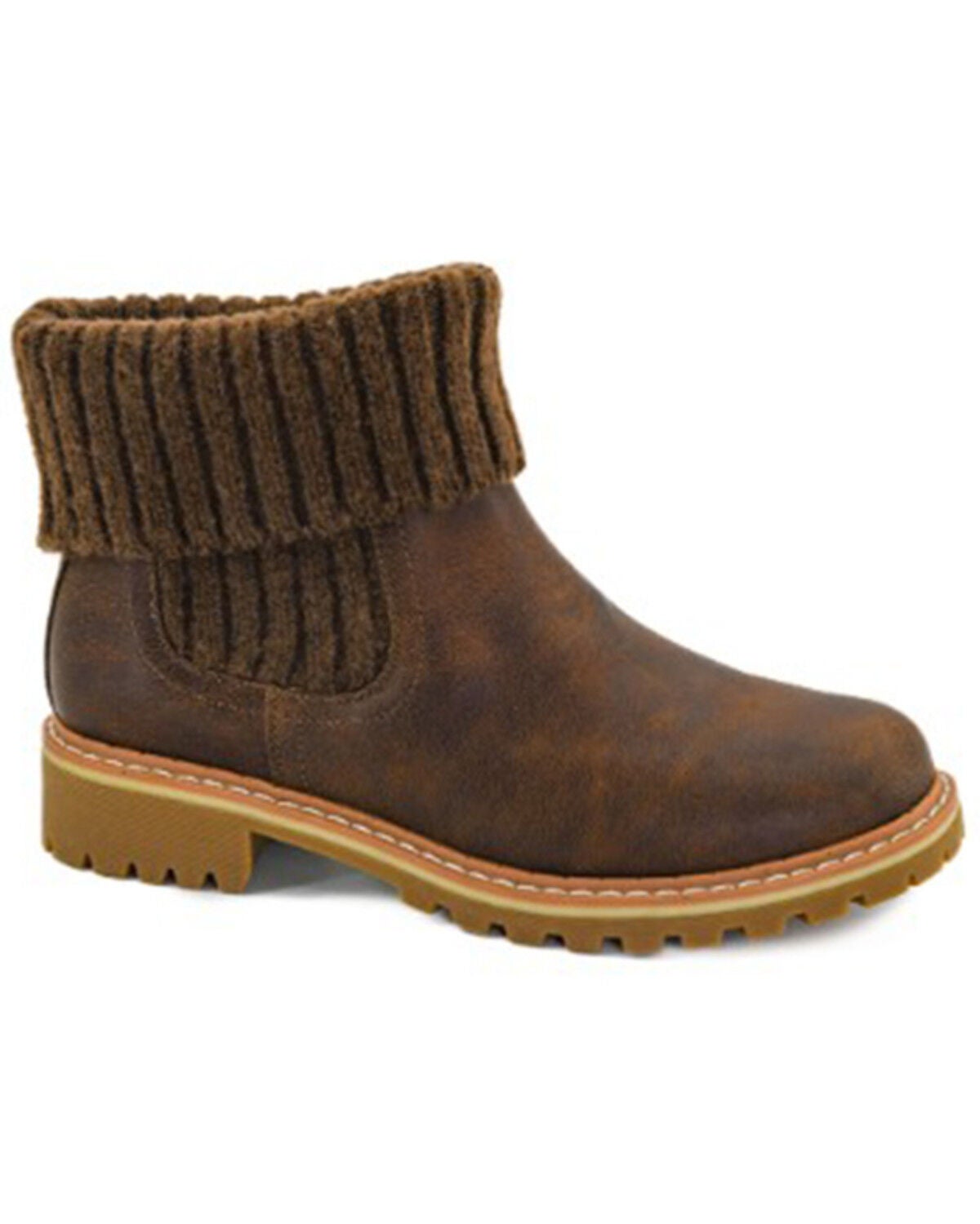 Image #1 - Corkys Women's Quiver Cuffed Booties - Round Toe, Brown, hi-res