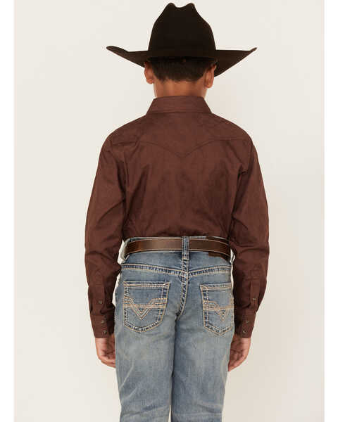 Image #4 - Cody James Boys' Paisley Jacquard Long Sleeve Snap Western Shirt, Rust Copper, hi-res