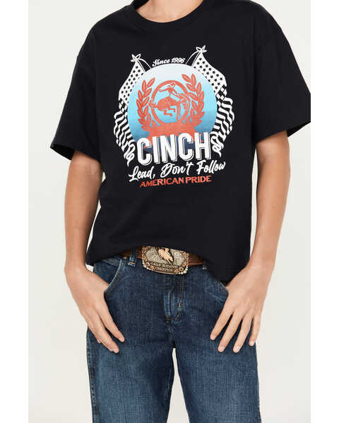 Image #3 - Cinch Boys' Lead, Don't Follow Short Sleeve Graphic T-Shirt , Navy, hi-res