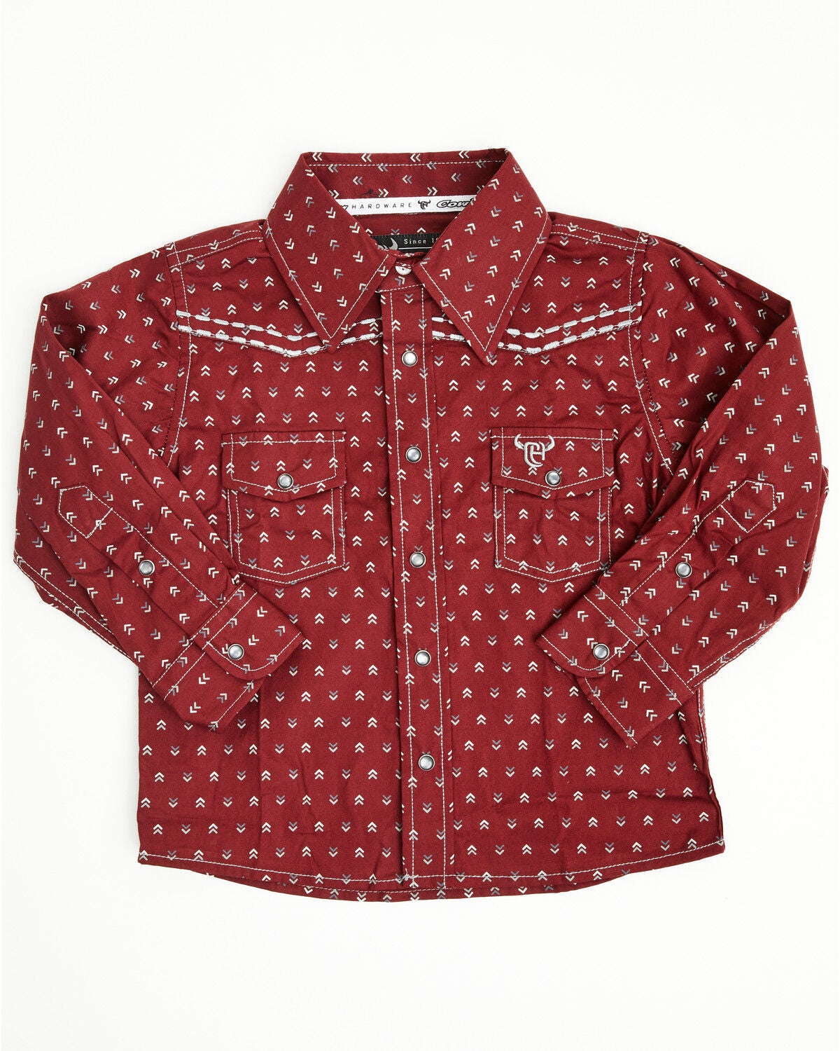 Image #1 - Cowboy Hardware Toddler Boys' Geo Print Long Sleeve Pearl Snap Western Shirt, , hi-res