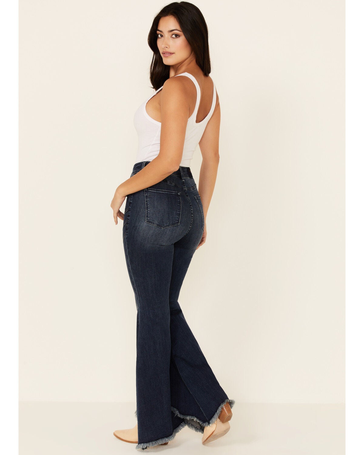 Pleated Super Flare Leg Jeans 