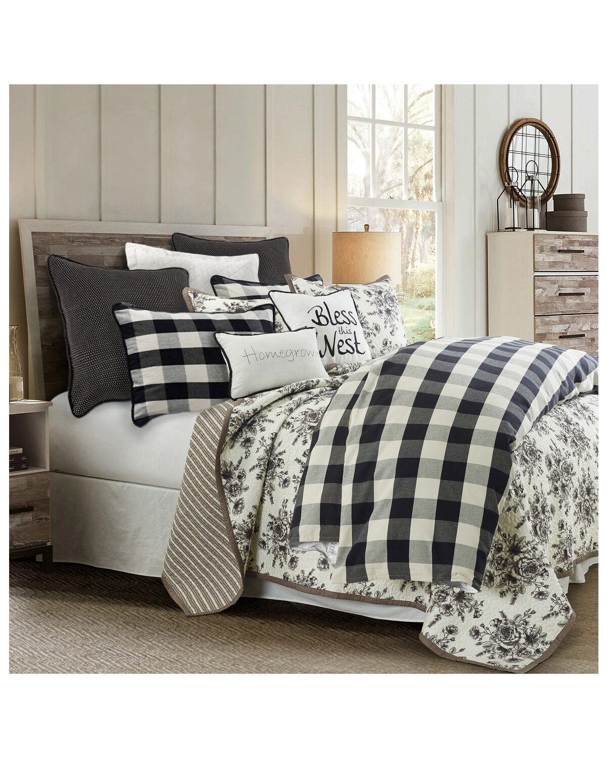 Image #1 - HiEnd Accents Super King Camille Duvet Set - 3 Piece, Black/white, hi-res