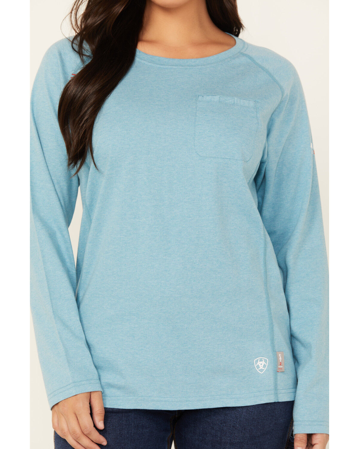Image #3 - Ariat Women's FR Air Crew Long Sleeve Work Shirt, Blue, hi-res