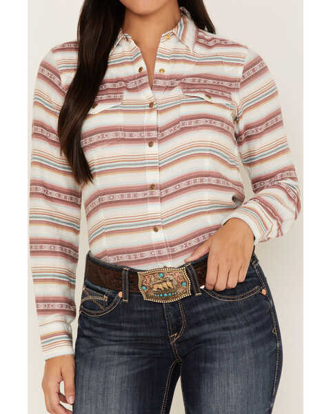 Image #3 - Ariat Women's R.E.A.L. Serape Jacquard Print Long Sleeve Snap Western Shirt, Rose, hi-res