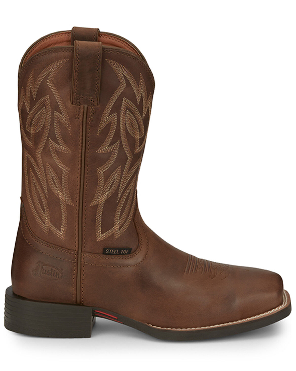 Image #2 - Justin Men's Canter Pull-On Work Boots - Steel Toe, Brown, hi-res