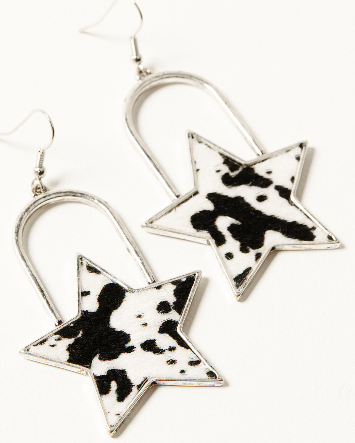 Image #2 - Shyanne Women's Cowhide Star Statement Earrings, Silver, hi-res