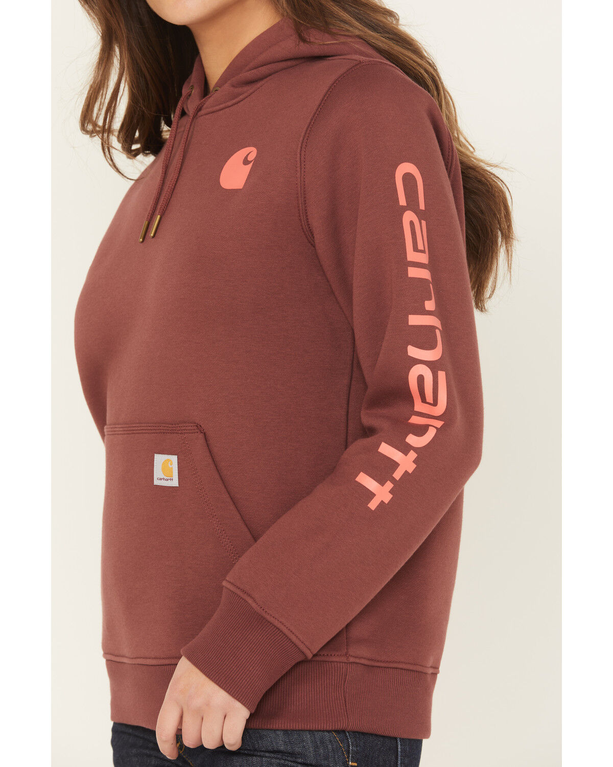 Image #3 - Carhartt Women's Relaxed Fit Midweight Graphic Hoodie, Wine, hi-res