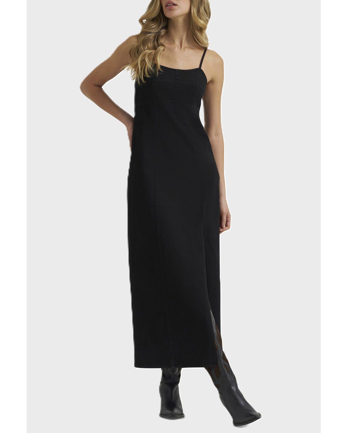 Wrangler Retro Women's Sleeveless Denim Midi Dress, Black, hi-res