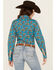 Image #4 - Cinch Women's Floral Long Sleeve Button-Down Western Shirt, Blue, hi-res