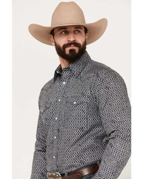 Image #2 - Rough Stock by Panhandle Men's Paisley Geo Print Long Sleeve Western Pearl Snap Shirt, Charcoal, hi-res