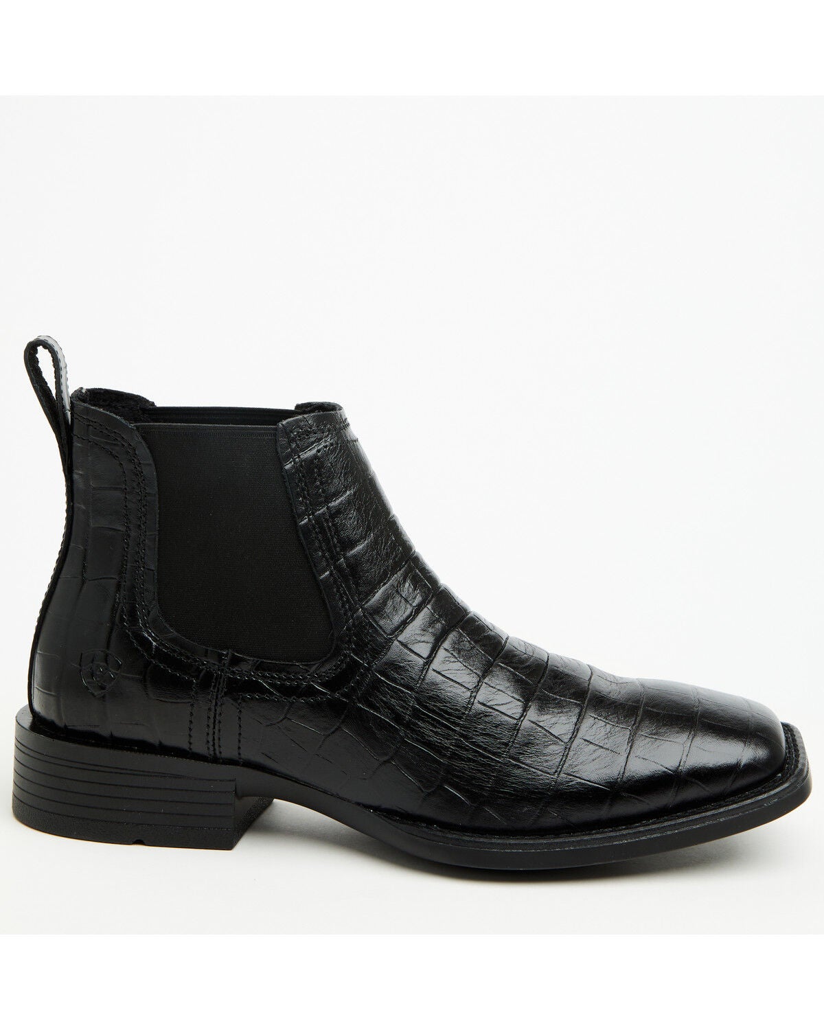 Image #2 - Ariat Men's Booker Crocodile Print Chelsea Boots - Broad Square Toe, Black, hi-res