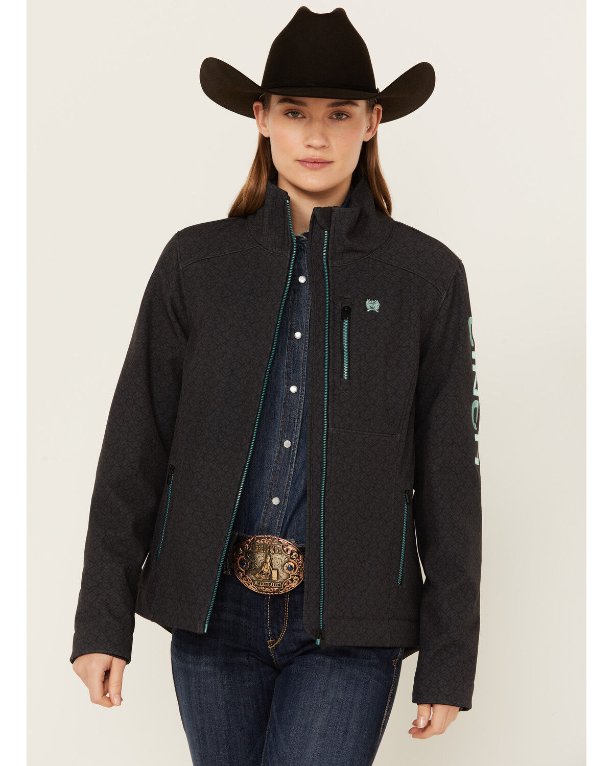 Image #1 - Cinch Women's Bonded Zip-Up Jacket, Black, hi-res