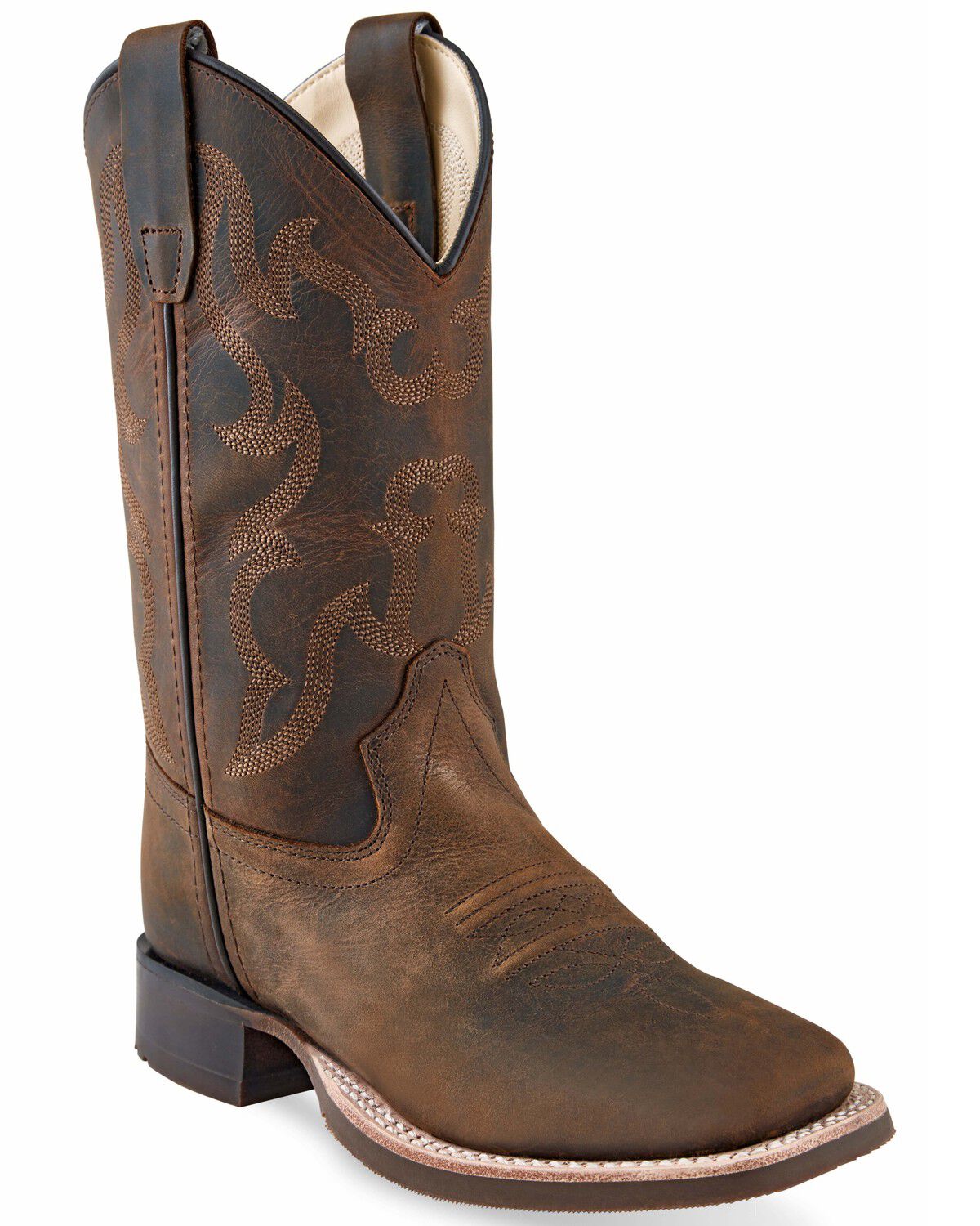 Image #1 - Old West Boys' Brown Western Boots - Broad Square Toe, Brown, hi-res