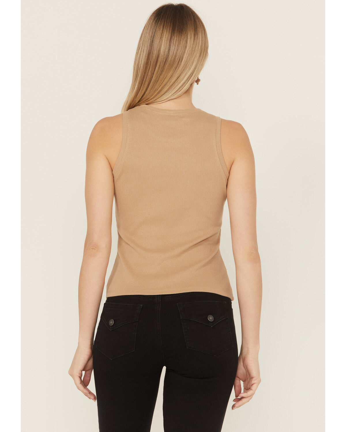 Image #4 - Shyanne Women's Rhinestone Icon Rib Knit Graphic Tank, Khaki, hi-res