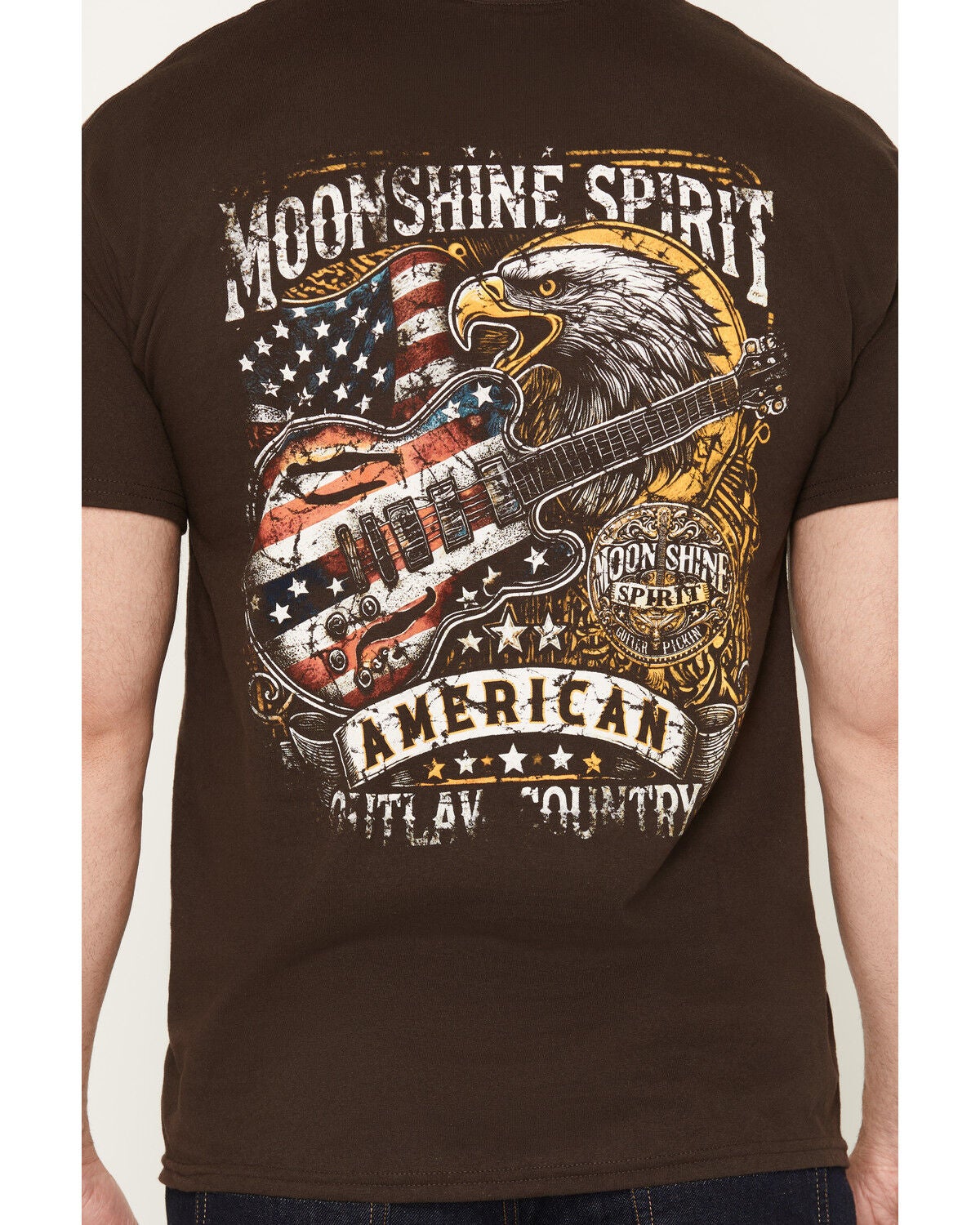 Image #4 - Moonshine Spirit&reg; Men's American Outlaw Short Sleeve Graphic T-Shirt, Chocolate, hi-res