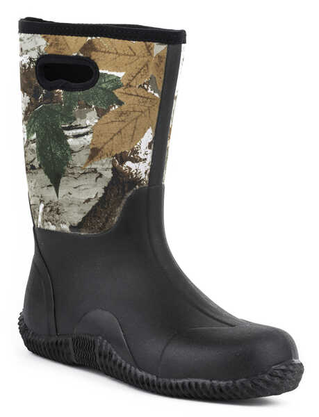Image #1 - Roper Camo Barnyard Neoprene Boots - Round Toe, Black, hi-res