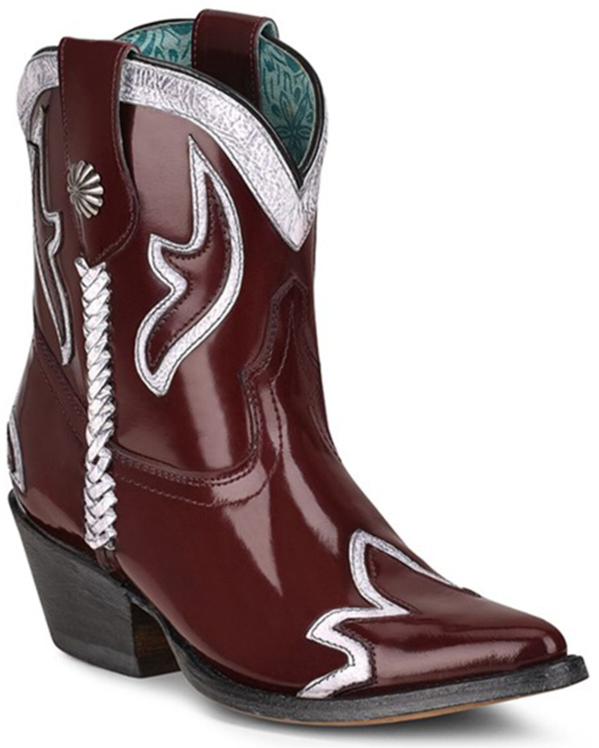 Image #1 - Corral Women's Burgundy Embroidery Western Booties - Snip Toe, Burgundy, hi-res
