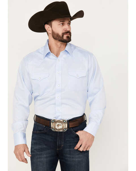 Image #1 - Panhandle Men's 80/20s Dobby Long Sleeve Western Pearl  Snap Shirt - Big, White, hi-res