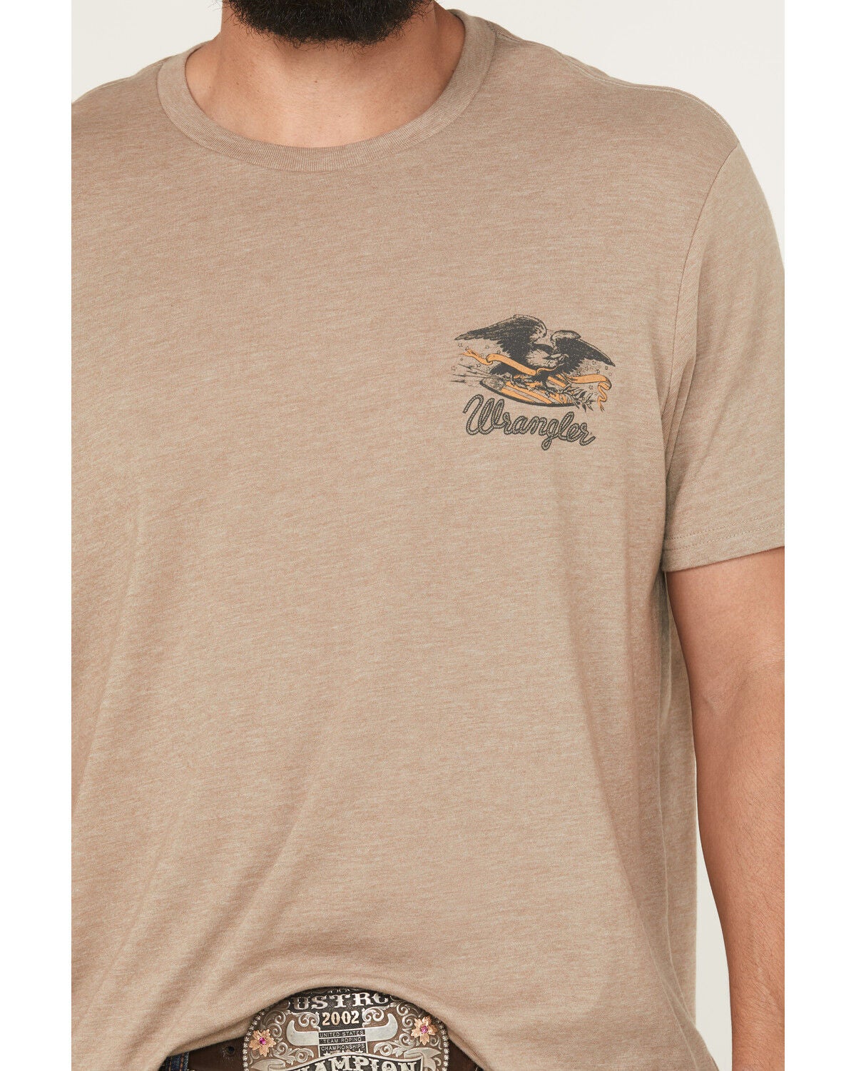 Image #3 - Wrangler Men's Logo Short Sleeve Graphic T-Shirt, Sand, hi-res