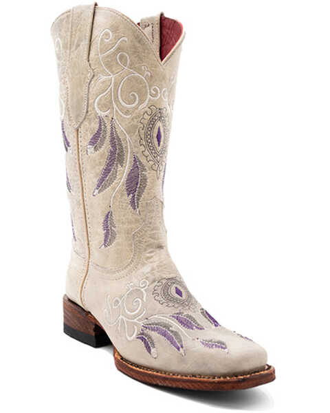 Ferrini Women's Dreamer Western Boots - Square Toe , Cream, hi-res