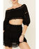 Image #3 - Revel Women's Cropped Off Shoulder Crochet Top, Black, hi-res