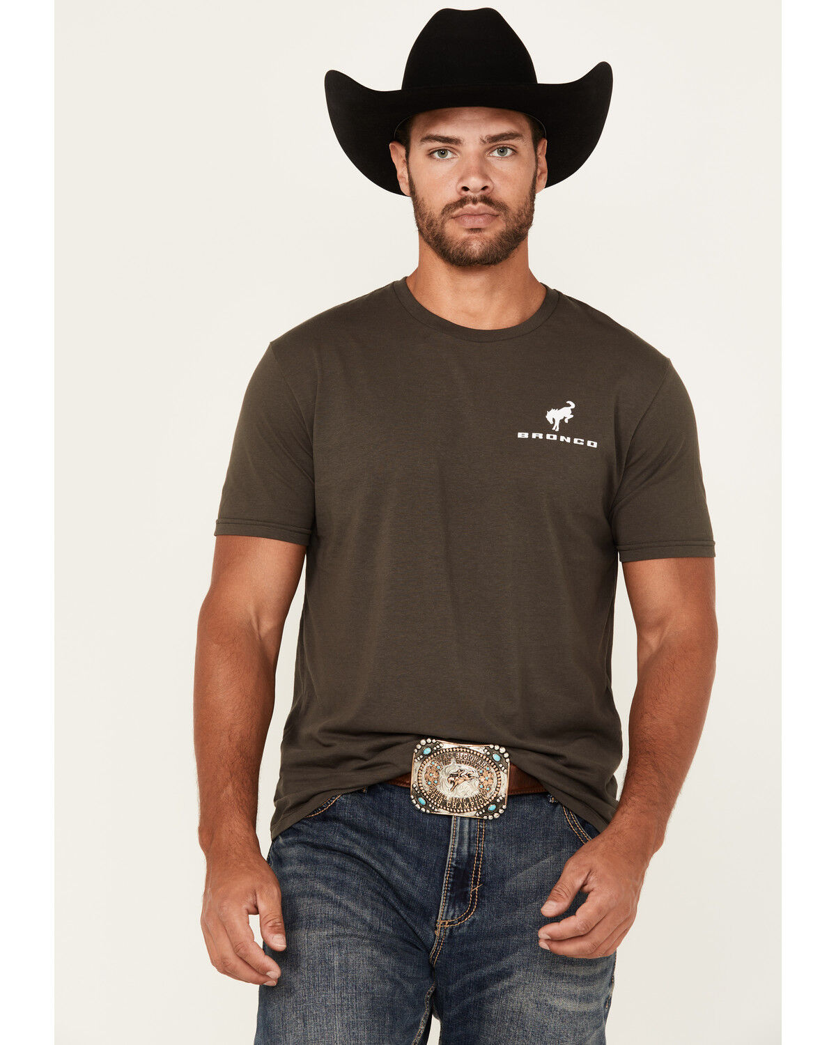Image #2 - Buckwear Men's Bronco Freedom Short Sleeve Graphic T-Shirt, Grey, hi-res