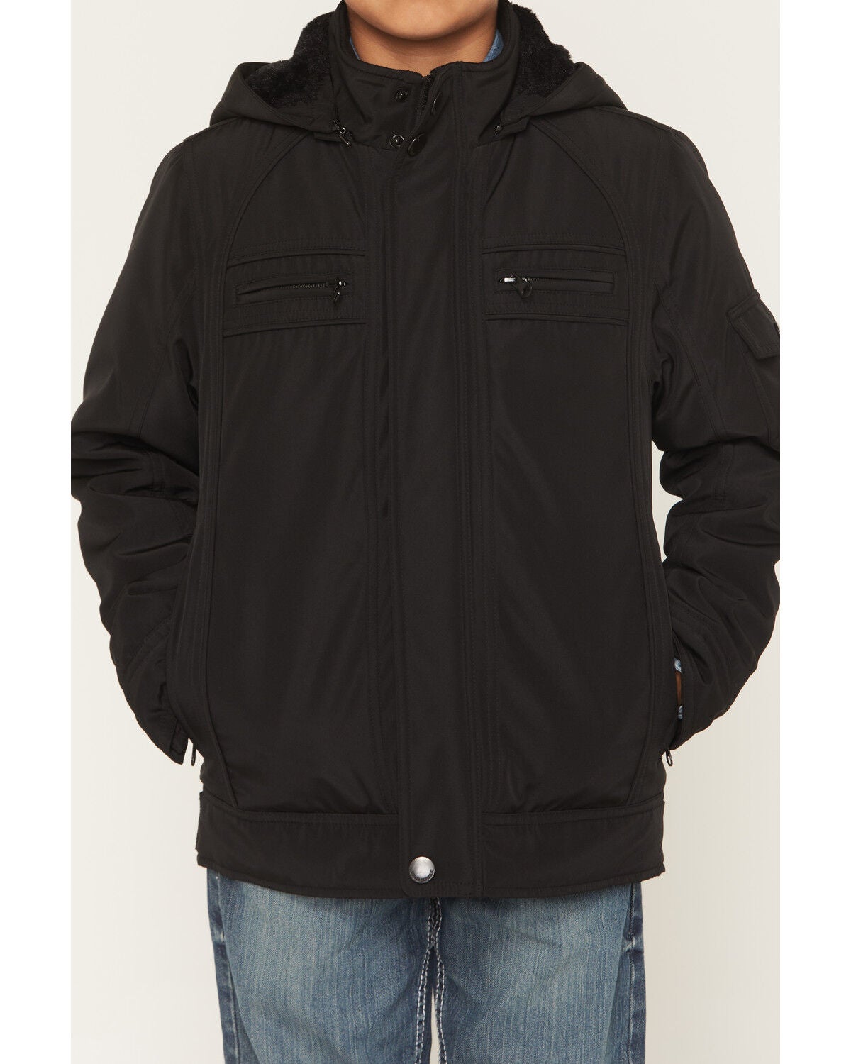 Image #3 - Urban Republic Boys' Fur Lined Jacket, Black, hi-res