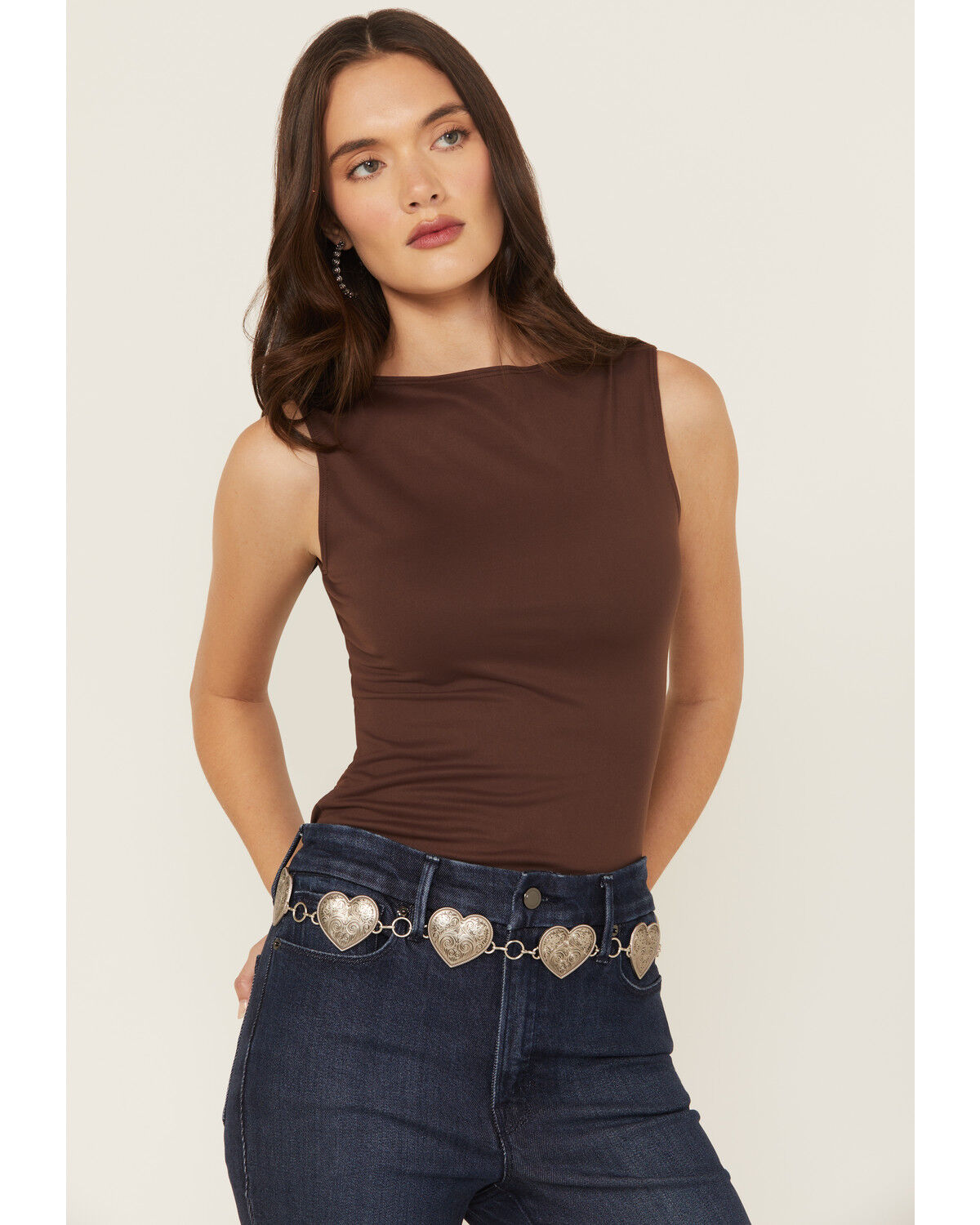 Image #1 - Shyanne Women's Bryn Heart Concho Belt, Silver, hi-res