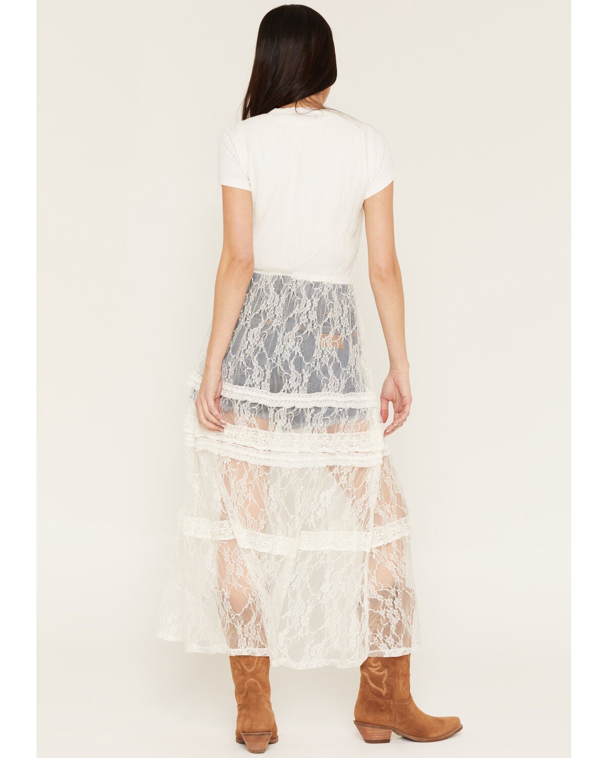 Image #4 - Baeverly Women's Smocked Lace Button-Down Kimono, Ivory, hi-res