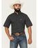 Image #1 - Ariat Men's Steele Geo Print Short Sleeve Button-Down Western Shirt, Black, hi-res